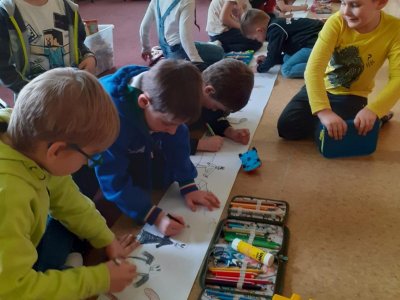 Masopustní masky průvod - kreslení