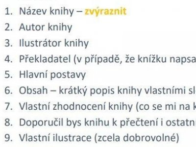 Pravidla pro čtenářské deníky