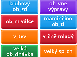 Předpony ob-, o-, v-; psaní skupin bě/bje, vě/vje, pě