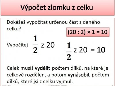 Zlomky - výpočet části